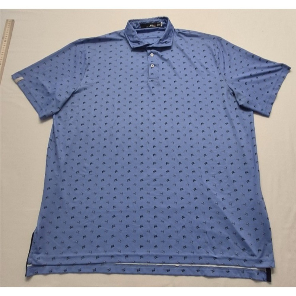 RLX Ralph Lauren men's blue golf polo shirt XL swordfish patten‎ outdoor tennis
